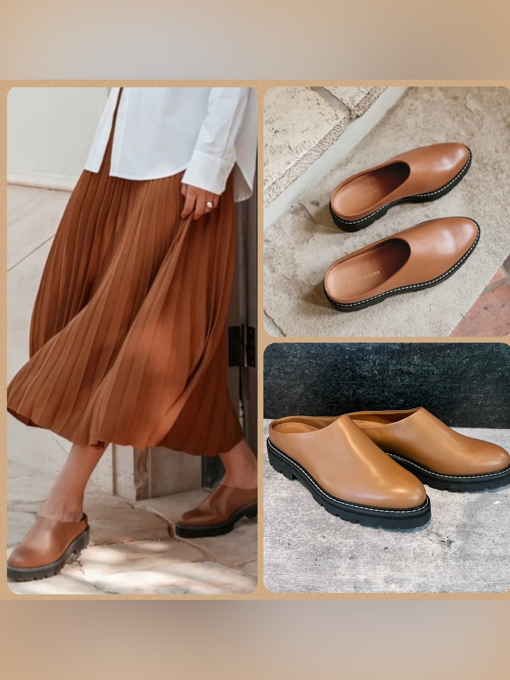 Jenni Kayne Leather Lug Mule, EU41/US 11, Canyon Brown, New Unworn Condition